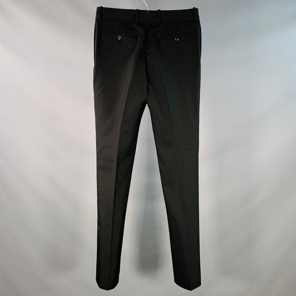 ALEXANDER MCQUEEN Size 30 Black Wool Barathea Flat Front Dress Pants - Picture 2 of 8